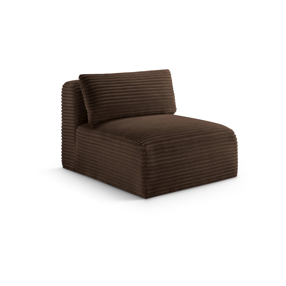 Shaggy Brown Corduroy Performance Fabric Armless Chair. Picture 1