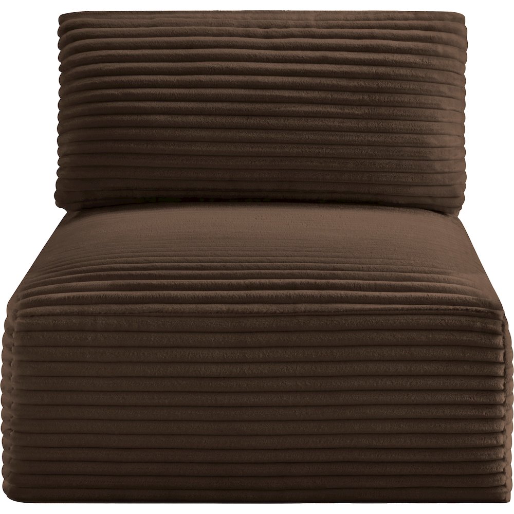 Shaggy Brown Corduroy Performance Fabric Armless Chair. Picture 2