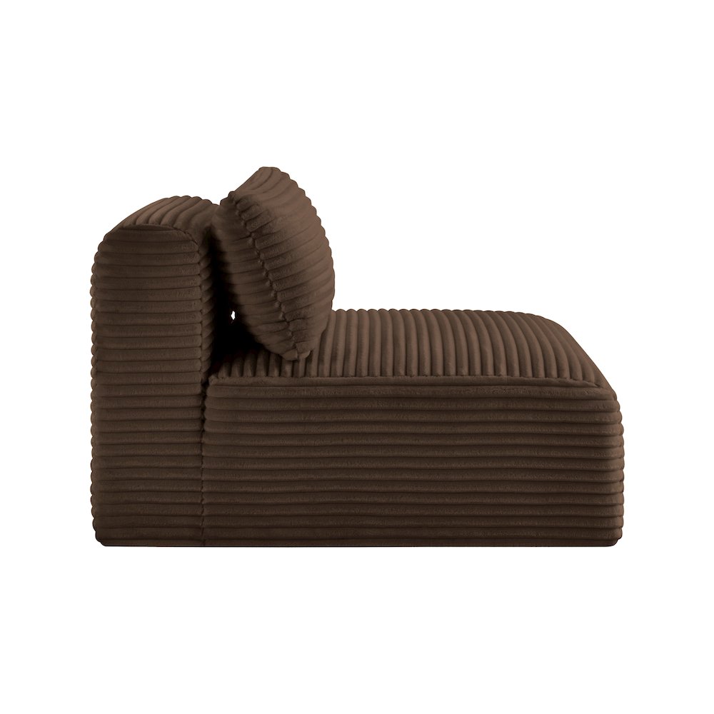 Shaggy Brown Corduroy Performance Fabric Armless Chair. Picture 3