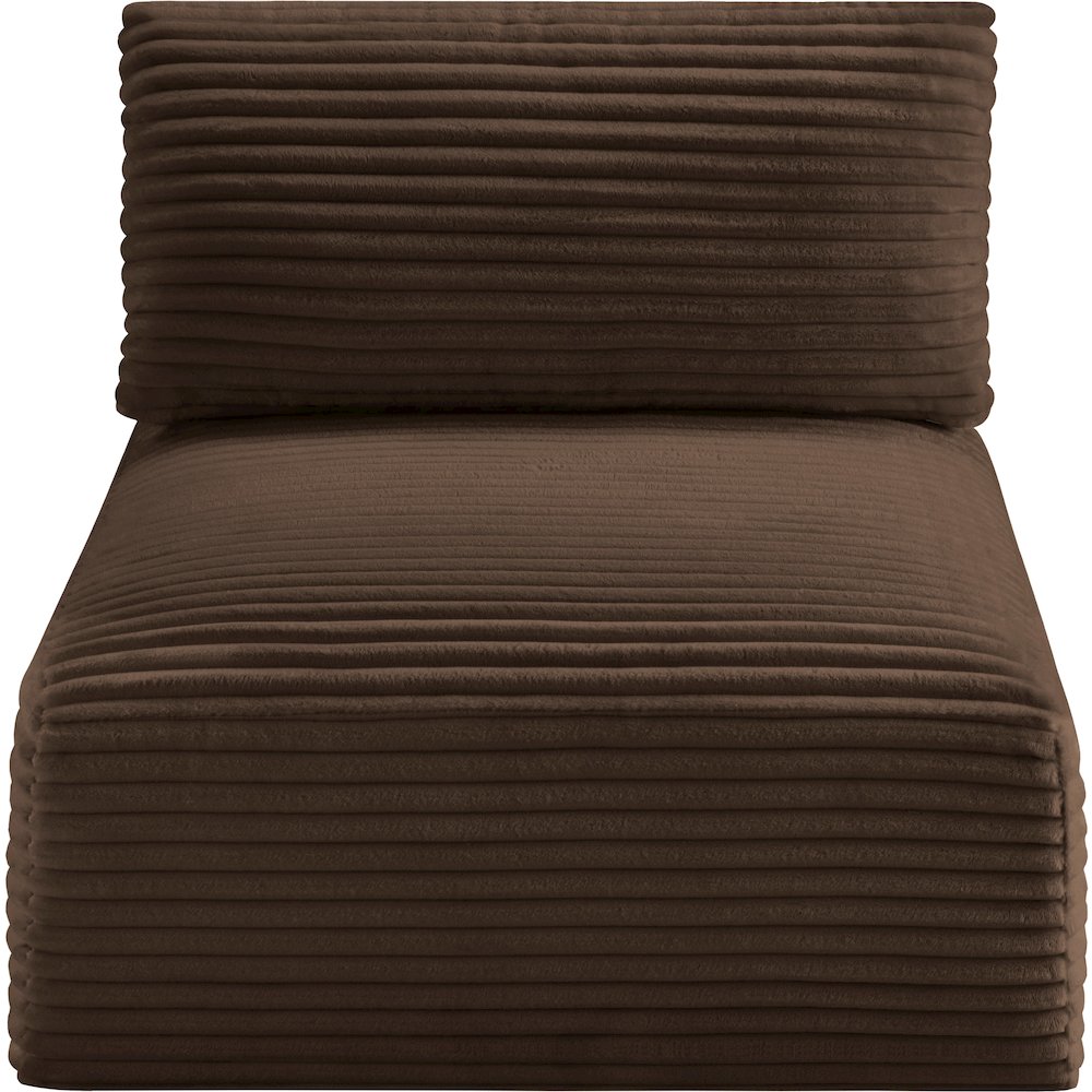 Shaggy Brown Corduroy Performance Fabric Armless Chair. Picture 5