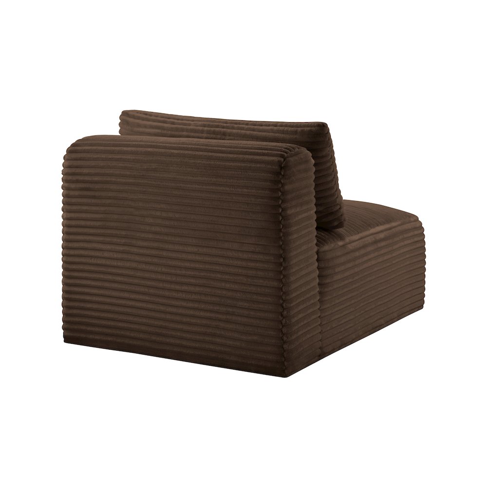 Shaggy Brown Corduroy Performance Fabric Armless Chair. Picture 6