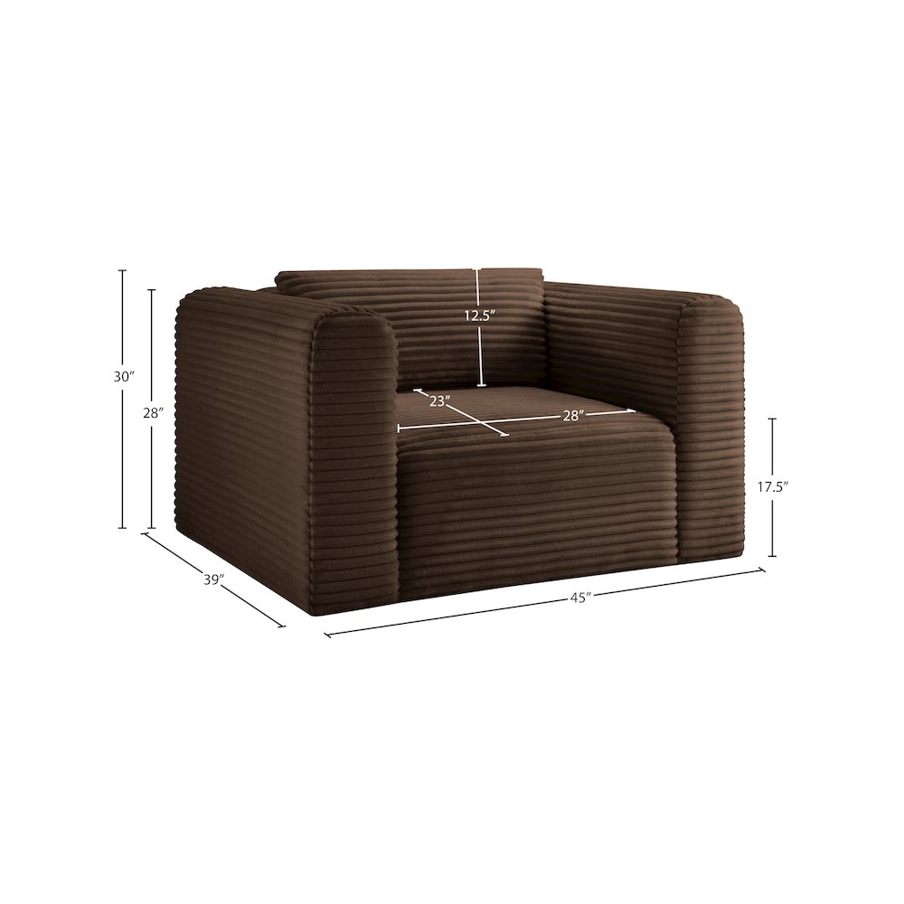 Shaggy Brown Corduroy Performance Fabric Arm Chair. Picture 8