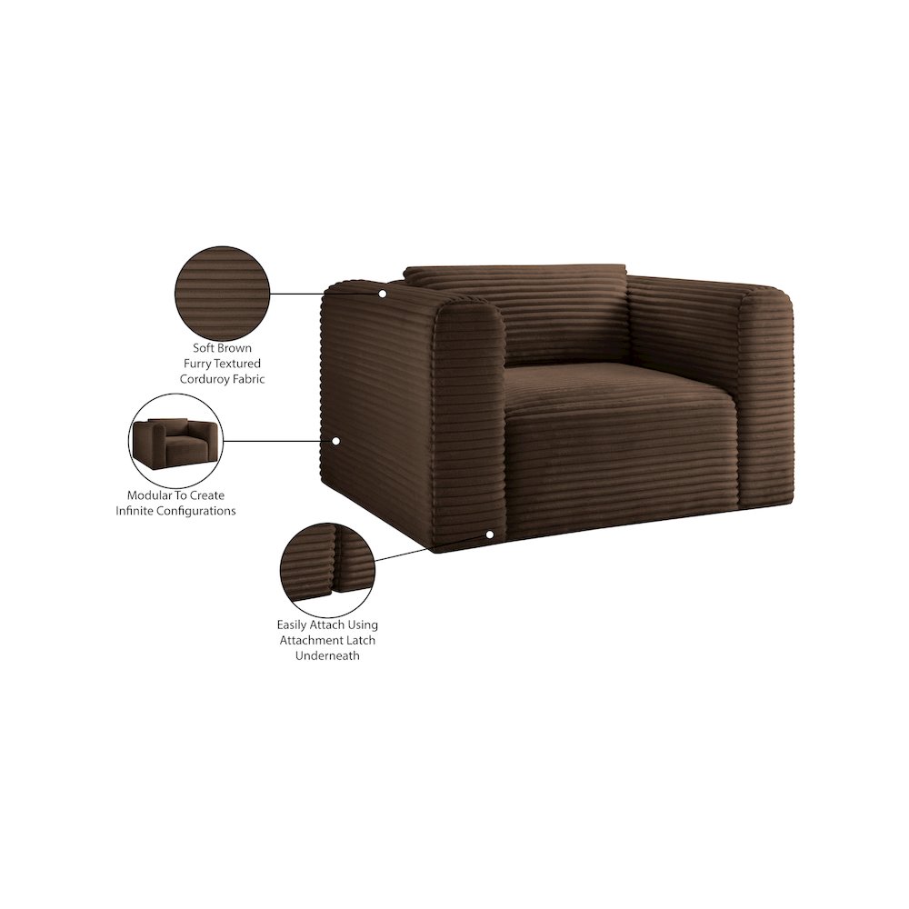 Shaggy Brown Corduroy Performance Fabric Arm Chair. Picture 9