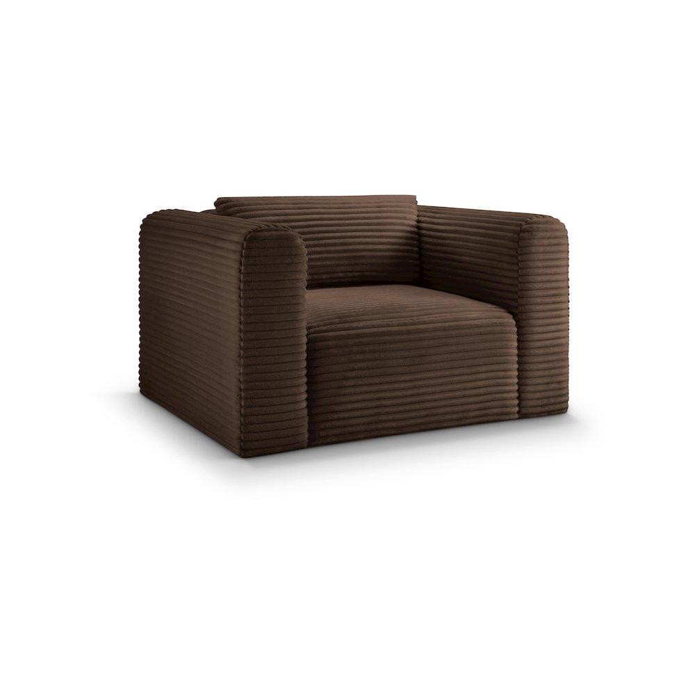 Shaggy Brown Corduroy Performance Fabric Arm Chair. Picture 1