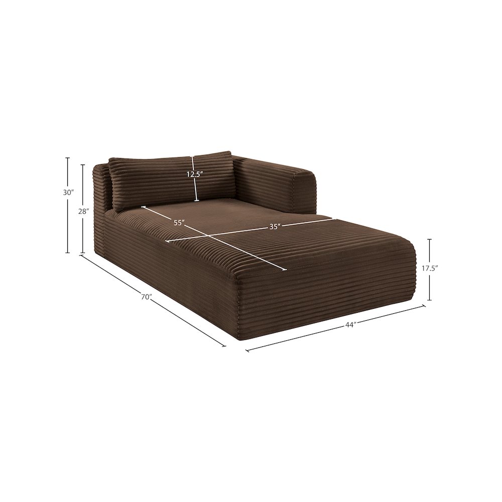 Shaggy Brown Corduroy Performance Fabric Chaise. Picture 10