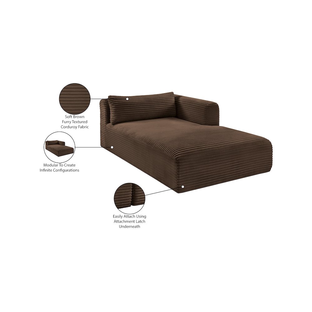 Shaggy Brown Corduroy Performance Fabric Chaise. Picture 11
