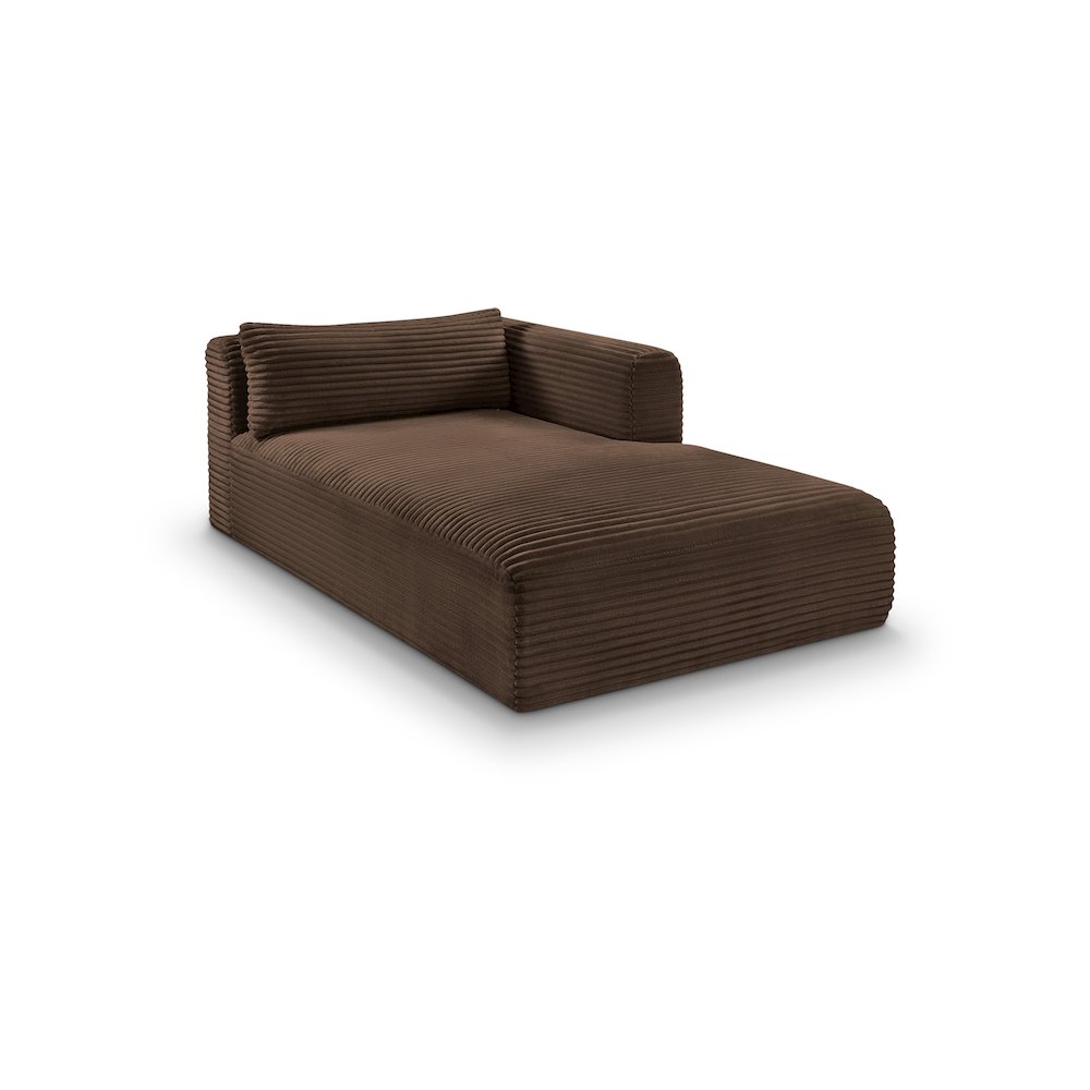 Shaggy Brown Corduroy Performance Fabric Chaise. Picture 1