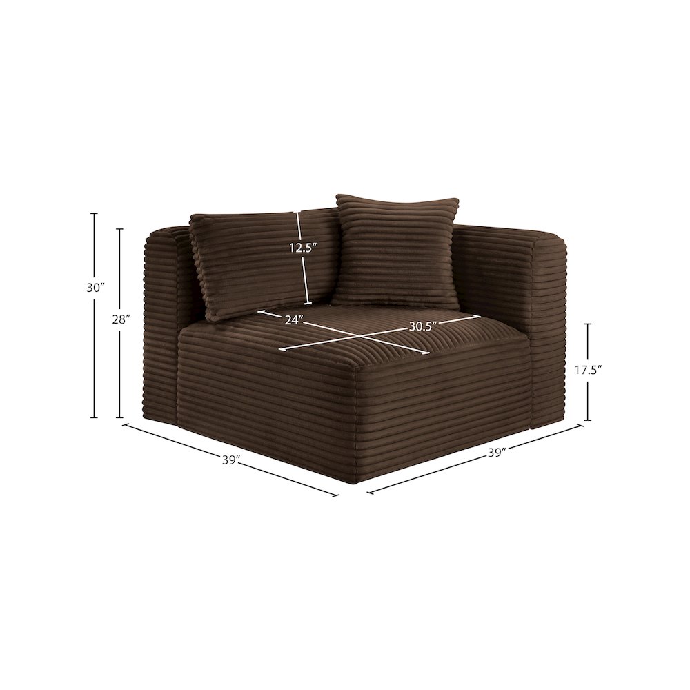 Shaggy Brown Corduroy Performance Fabric Corner Chair. Picture 8