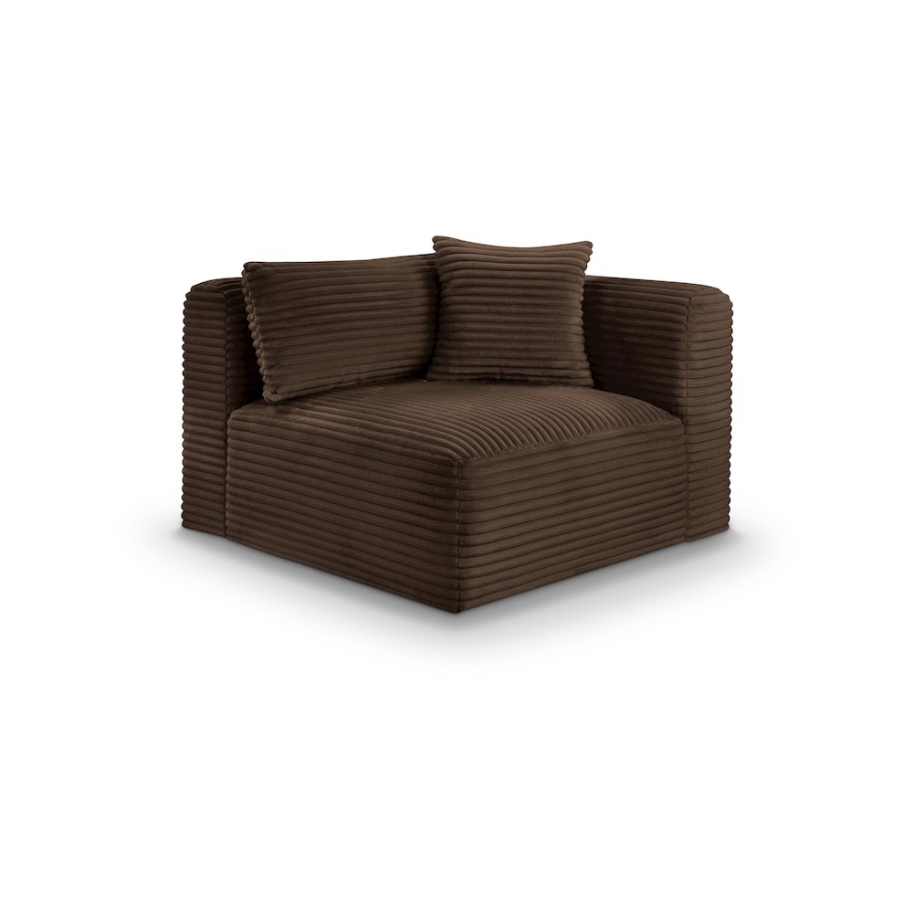 Shaggy Brown Corduroy Performance Fabric Corner Chair. Picture 1