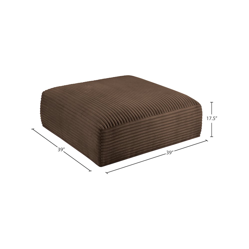 Shaggy Brown Corduroy Performance Fabric Ottoman. Picture 6