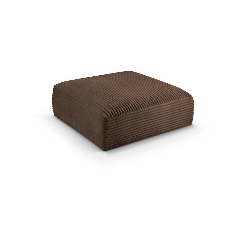 Shaggy Brown Corduroy Performance Fabric Ottoman. Picture 1