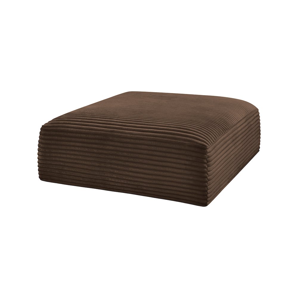 Shaggy Brown Corduroy Performance Fabric Ottoman. Picture 3