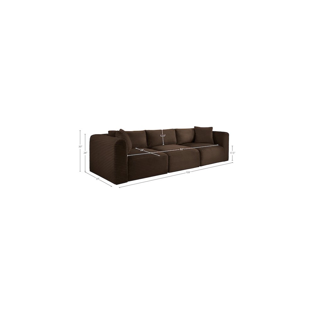 Shaggy Brown Corduroy Performance Fabric Modular Sofa. Picture 10