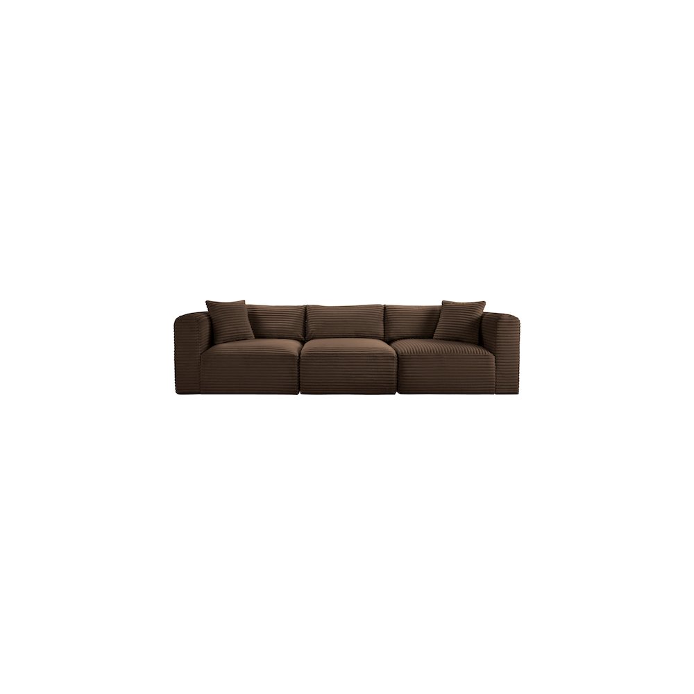 Shaggy Brown Corduroy Performance Fabric Modular Sofa. Picture 2