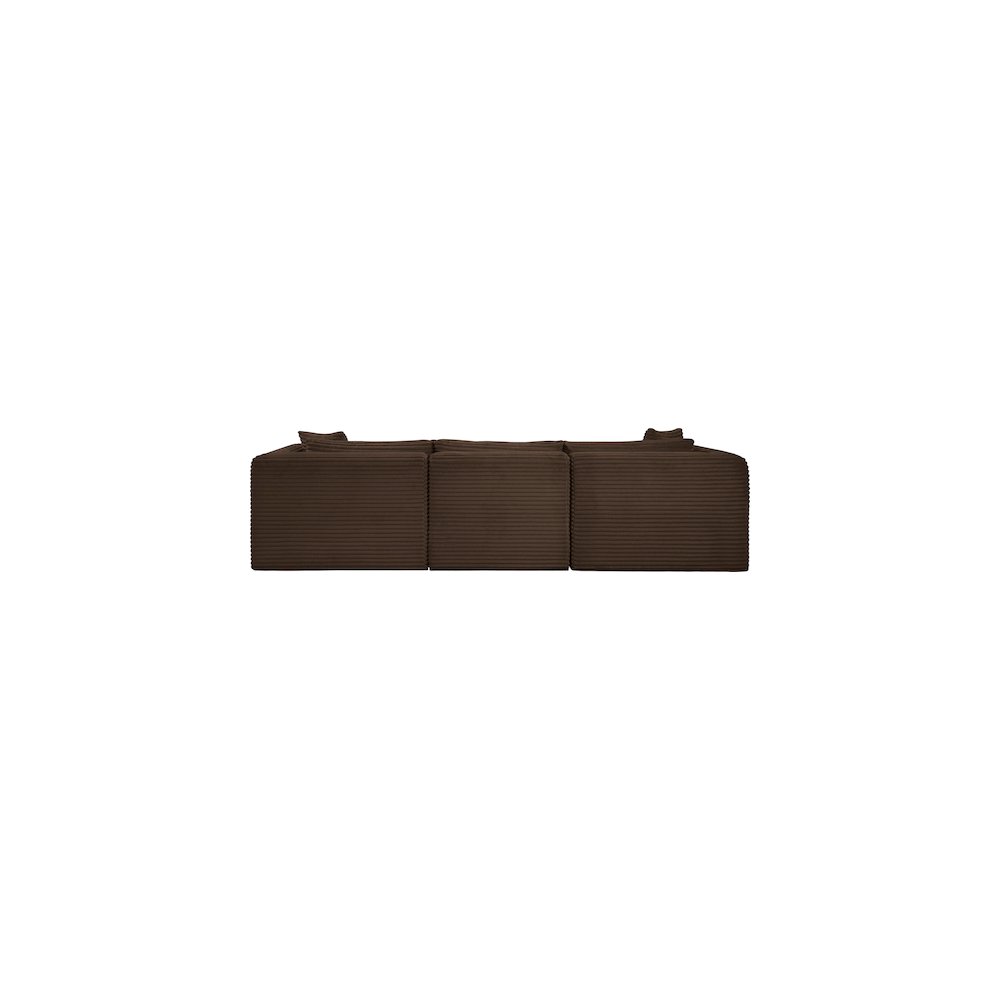 Shaggy Brown Corduroy Performance Fabric Modular Sofa. Picture 4