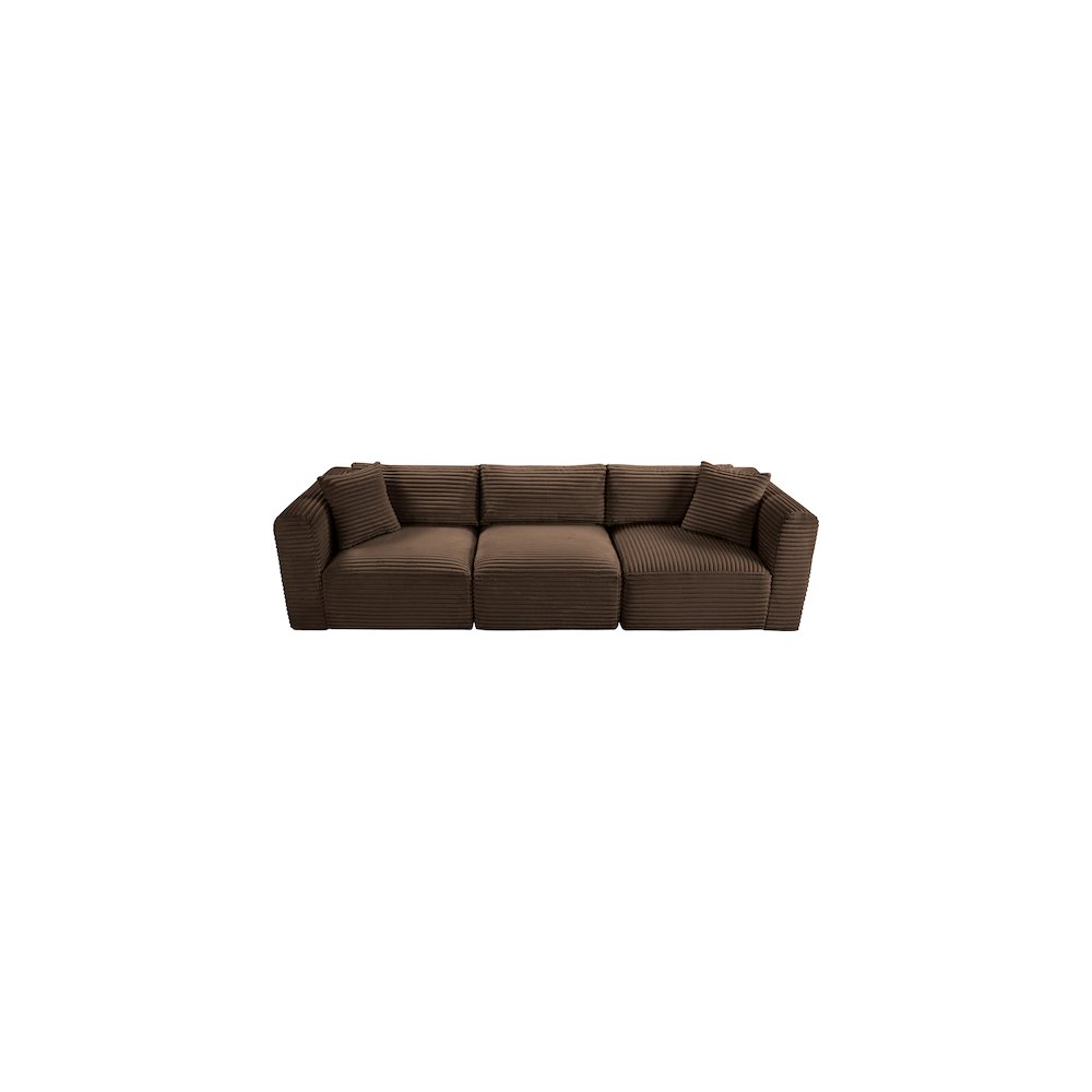 Shaggy Brown Corduroy Performance Fabric Modular Sofa. Picture 5