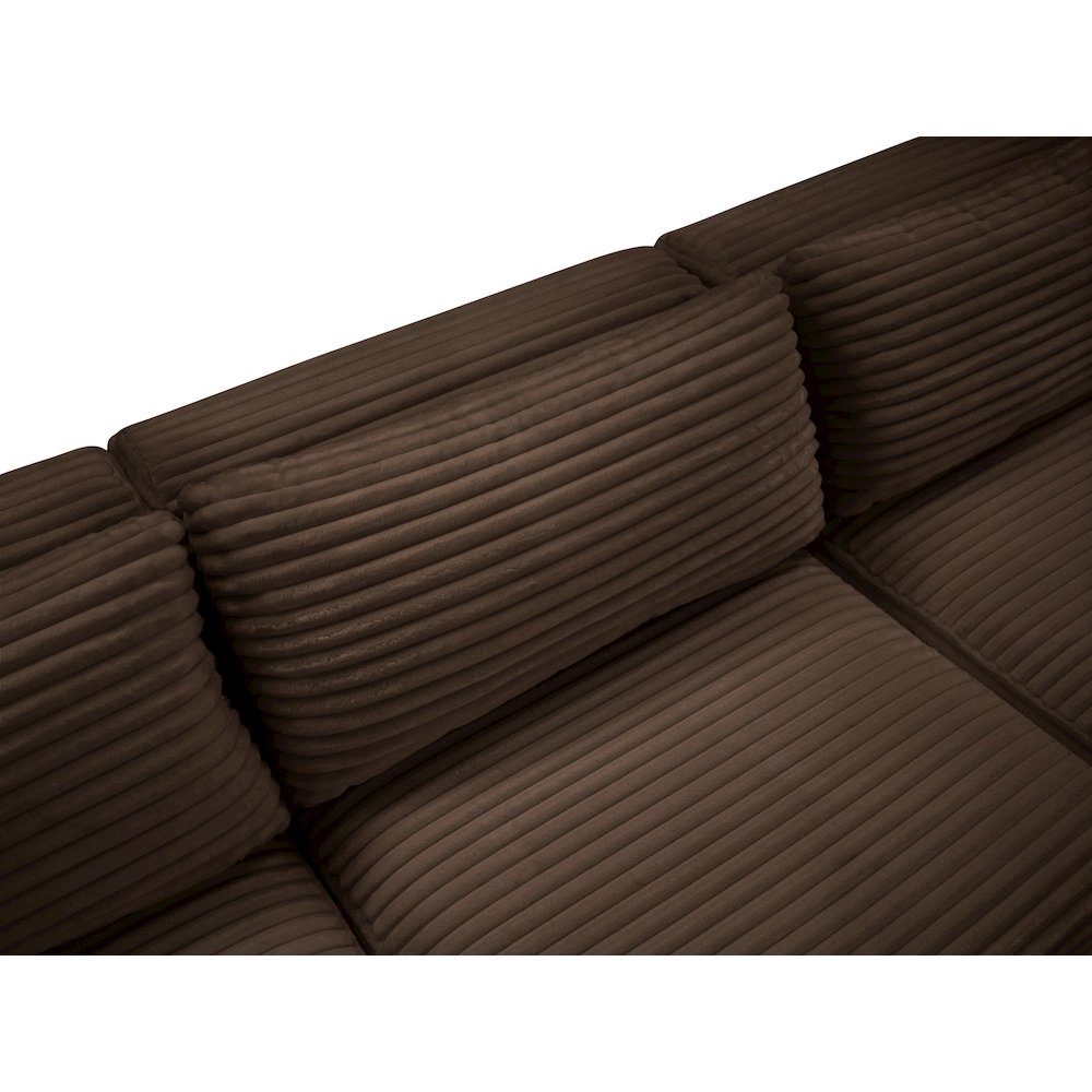 Shaggy Brown Corduroy Performance Fabric Modular Sofa. Picture 7