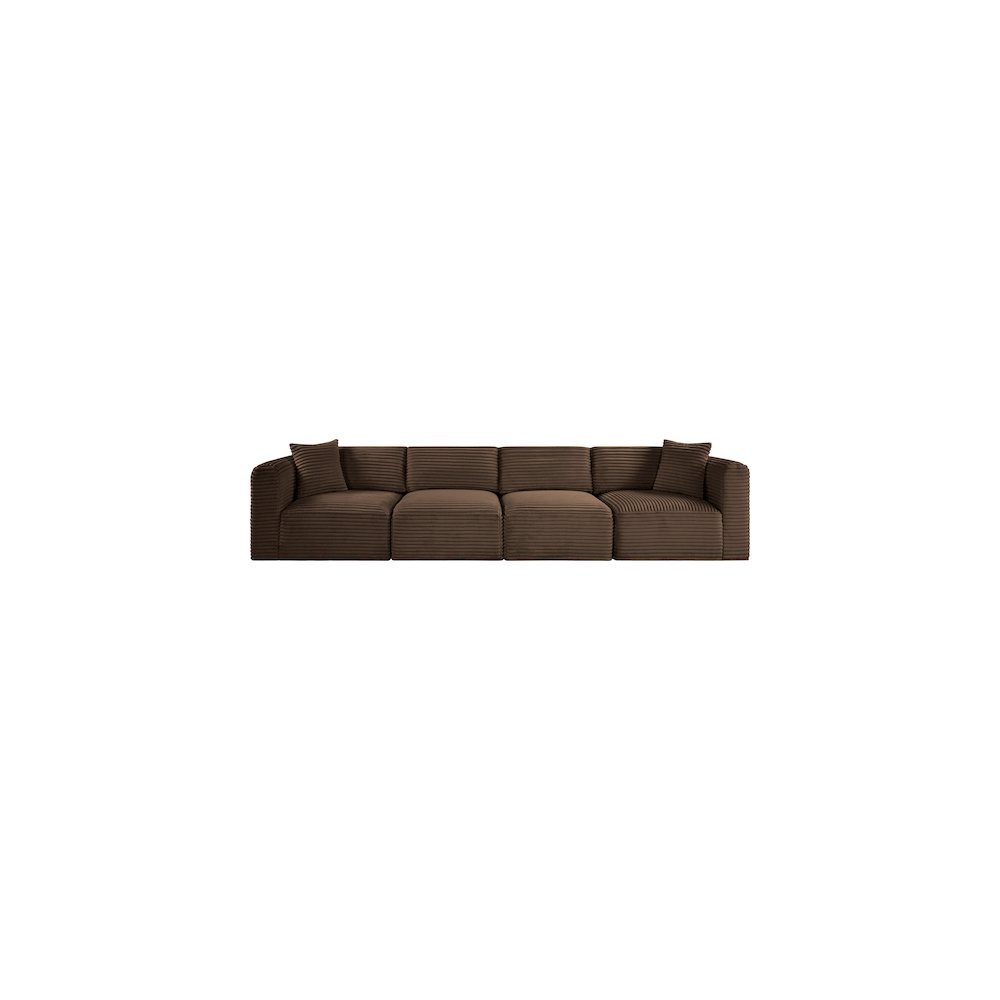 Shaggy Brown Corduroy Performance Fabric Modular Sofa. Picture 2
