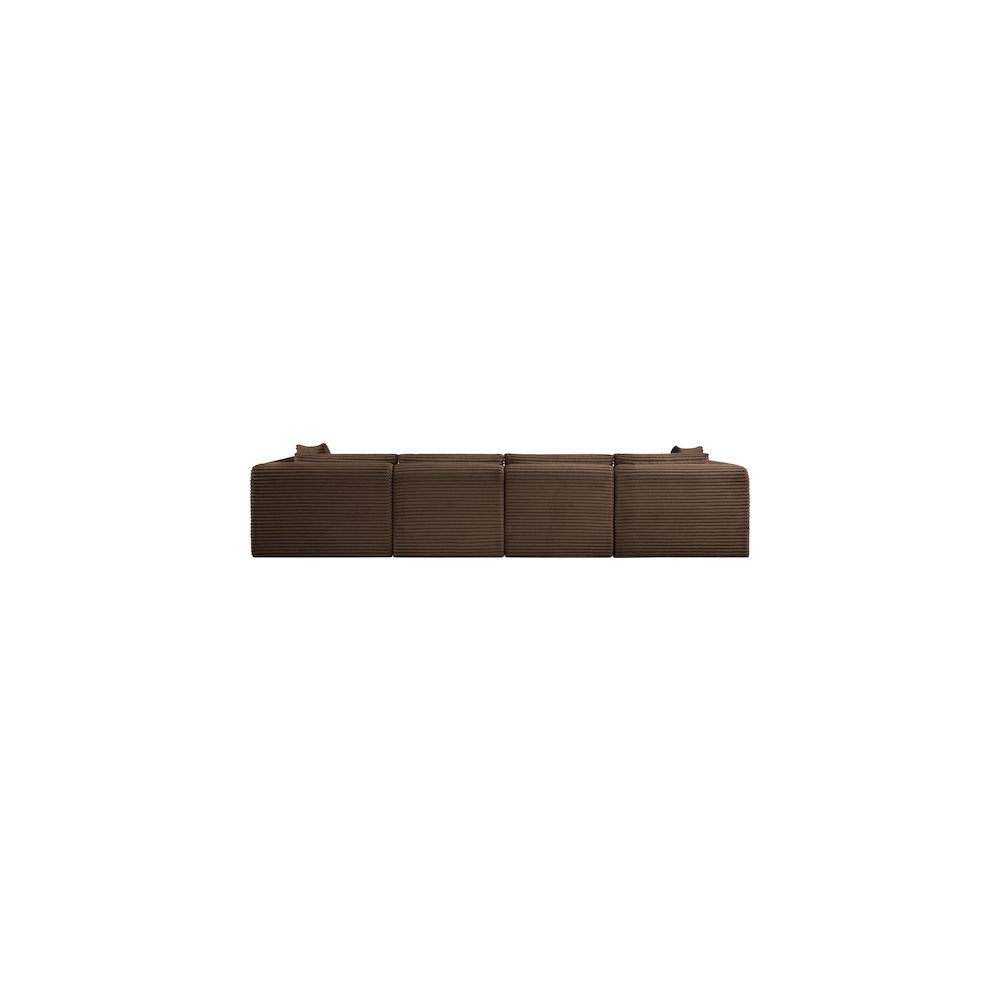 Shaggy Brown Corduroy Performance Fabric Modular Sofa. Picture 4