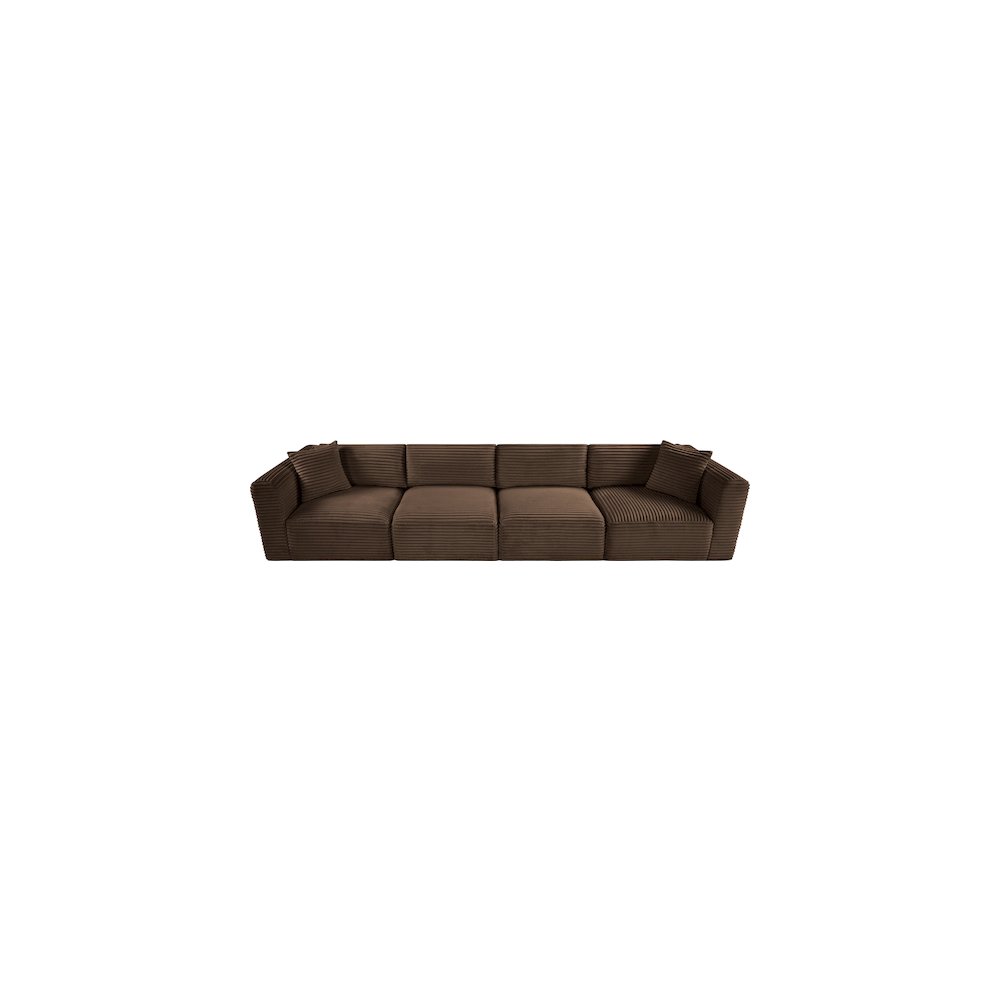 Shaggy Brown Corduroy Performance Fabric Modular Sofa. Picture 5