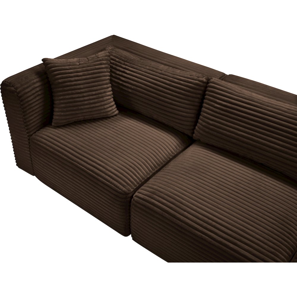 Shaggy Brown Corduroy Performance Fabric Modular Sofa. Picture 8