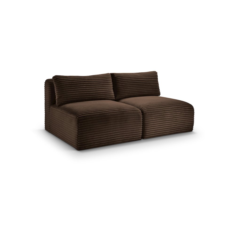 Shaggy Brown Corduroy Performance Fabric Modular Sofa. Picture 1