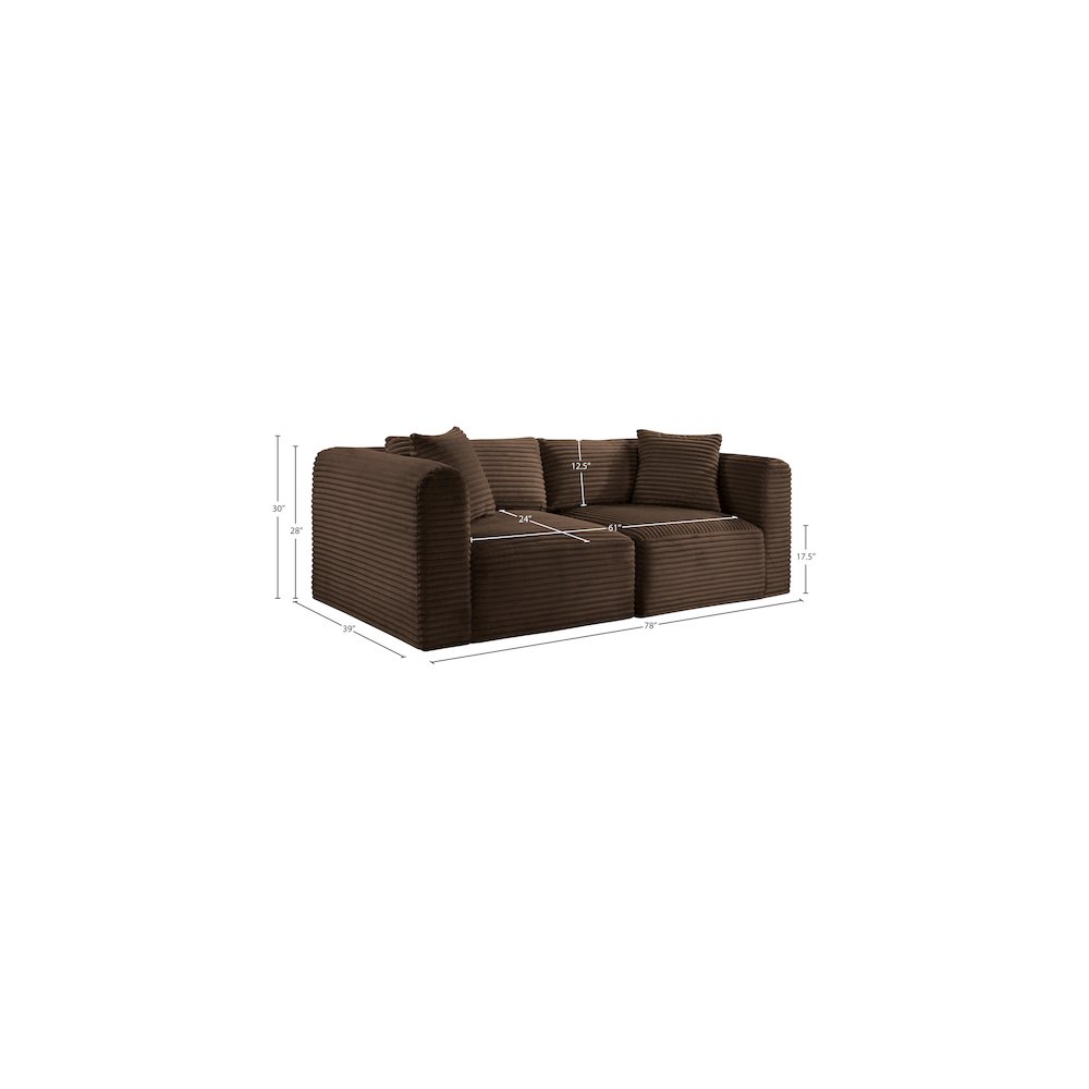Shaggy Brown Corduroy Performance Fabric Modular Sofa. Picture 8