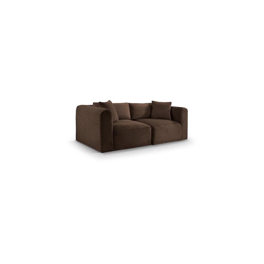 Shaggy Brown Corduroy Performance Fabric Modular Sofa. Picture 1