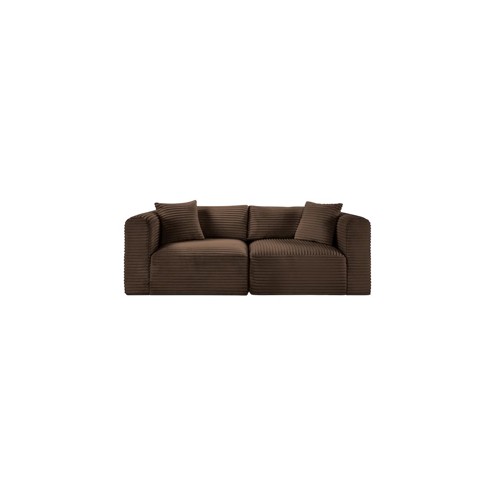 Shaggy Brown Corduroy Performance Fabric Modular Sofa. Picture 2