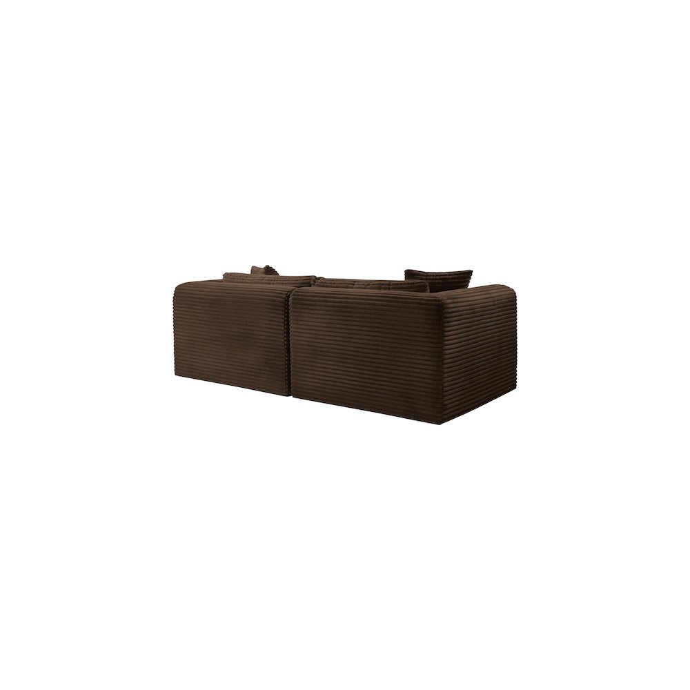 Shaggy Brown Corduroy Performance Fabric Modular Sofa. Picture 6