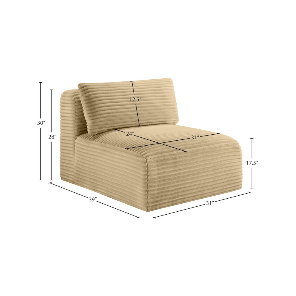 Shaggy Camel Corduroy Performance Fabric Armless Chair. Picture 8