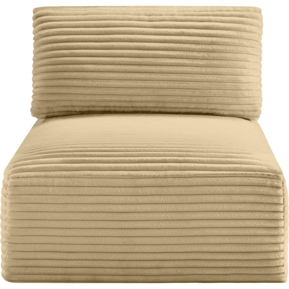 Shaggy Camel Corduroy Performance Fabric Armless Chair. Picture 2
