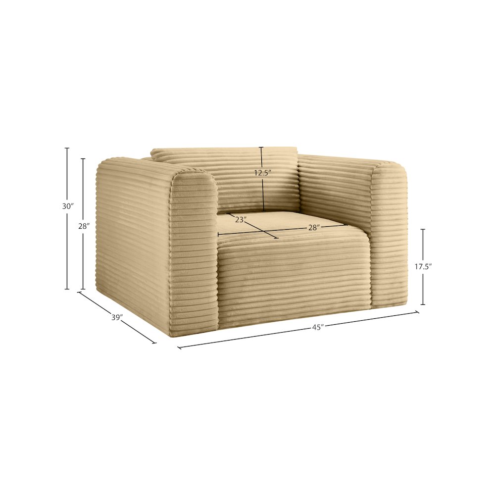 Shaggy Camel Corduroy Performance Fabric Arm Chair. Picture 8