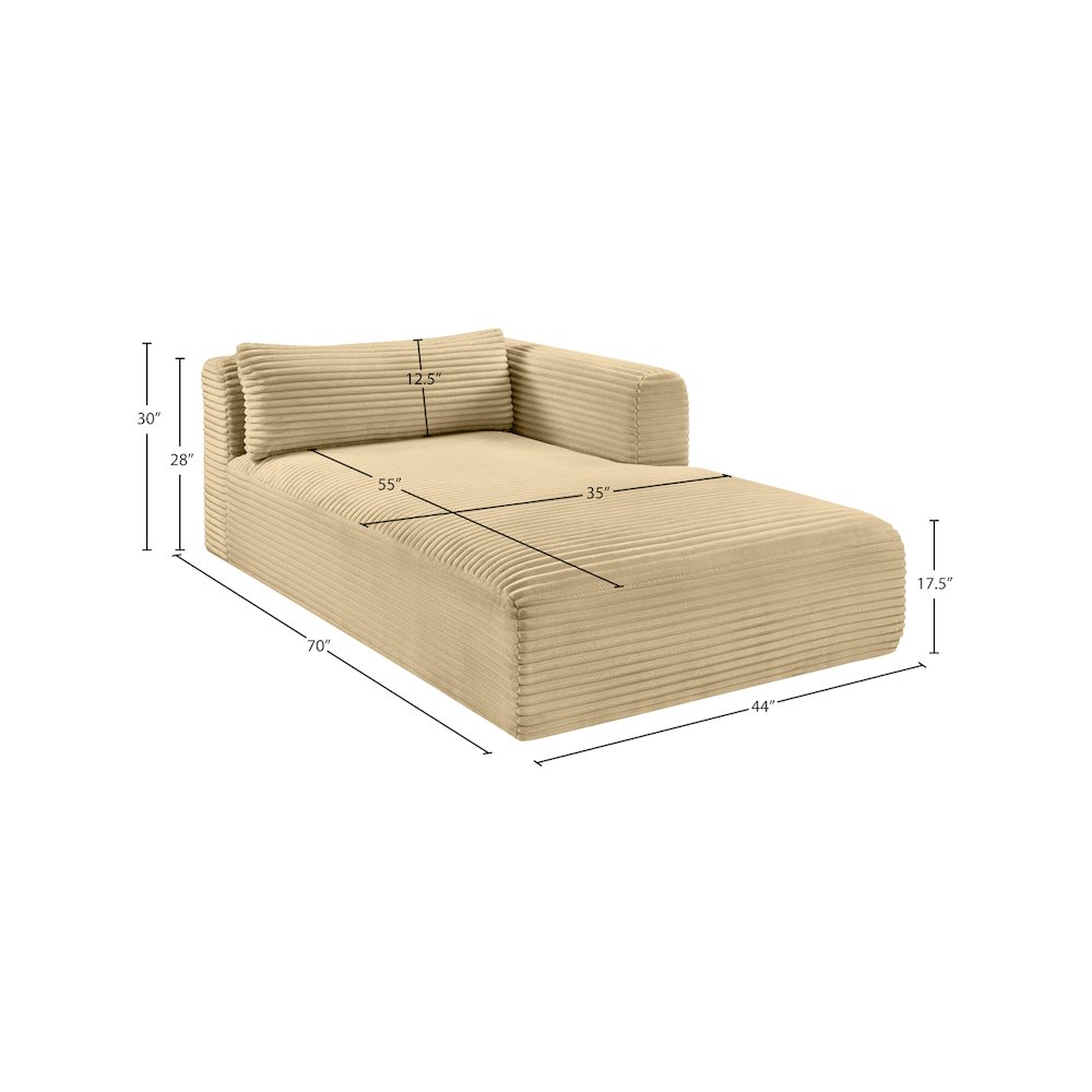Shaggy Camel Corduroy Performance Fabric Chaise. Picture 10