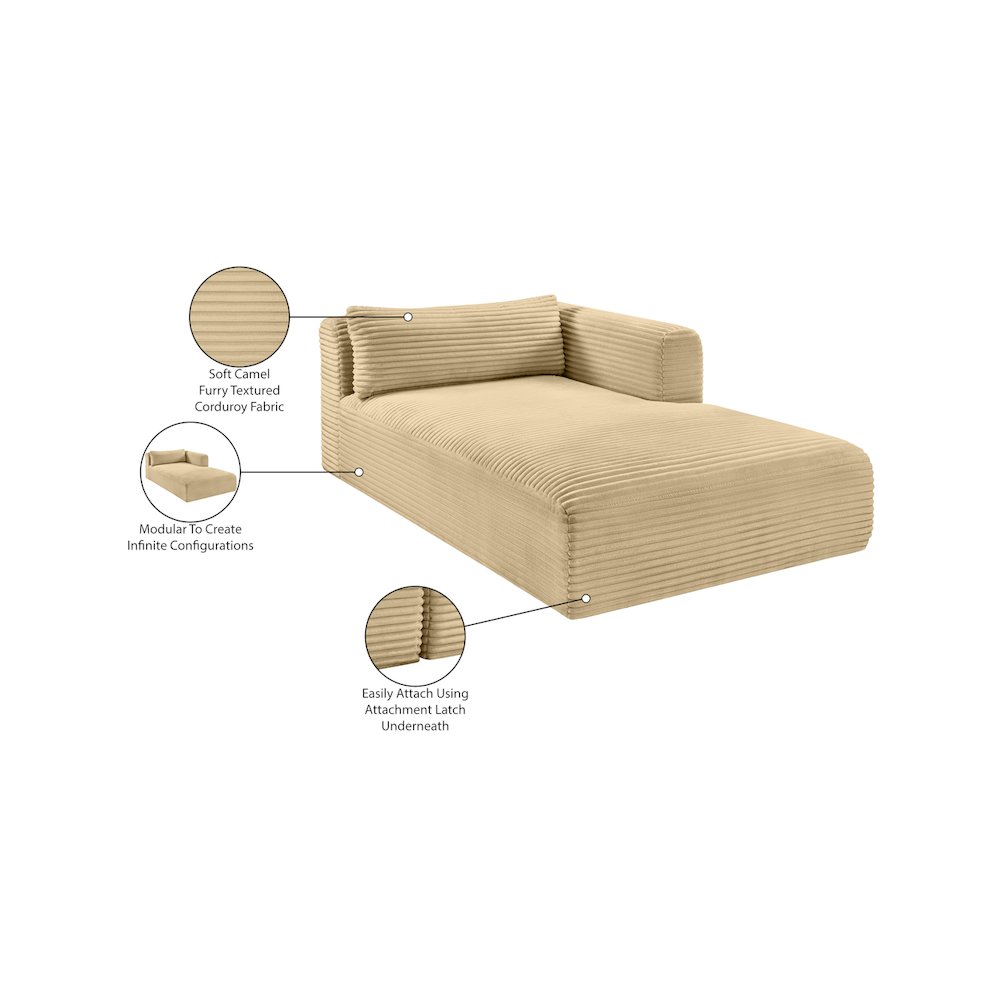 Shaggy Camel Corduroy Performance Fabric Chaise. Picture 11