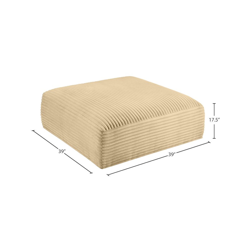 Shaggy Camel Corduroy Performance Fabric Ottoman. Picture 6