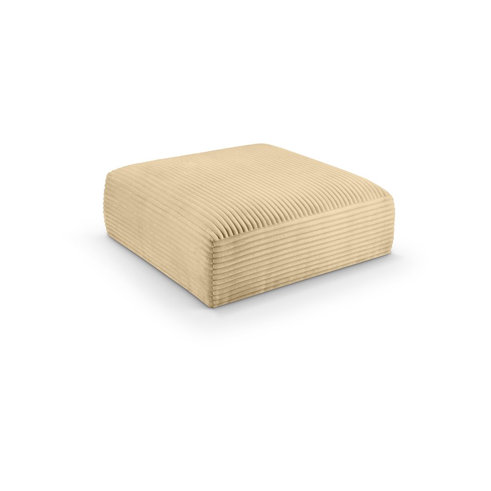 Shaggy Camel Corduroy Performance Fabric Ottoman. Picture 1