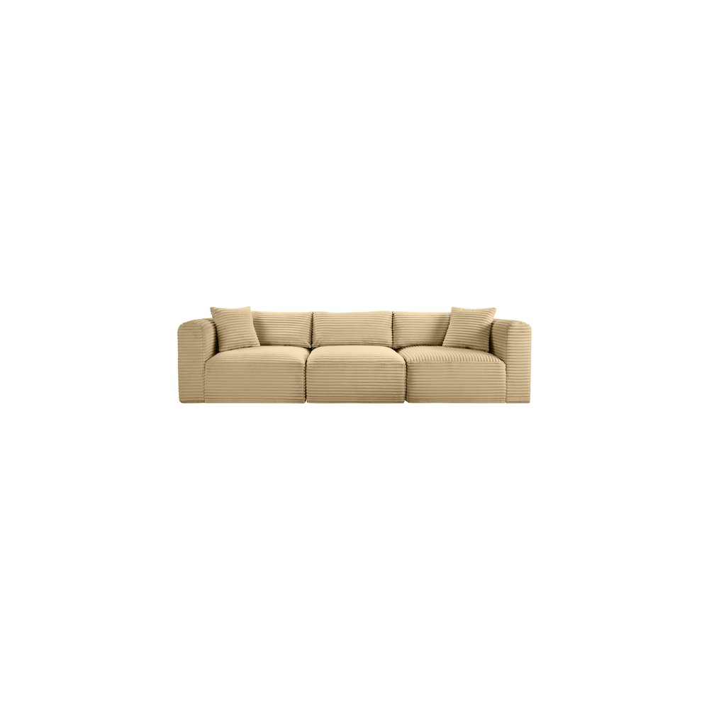 Shaggy Camel Corduroy Performance Fabric Modular Sofa. Picture 2