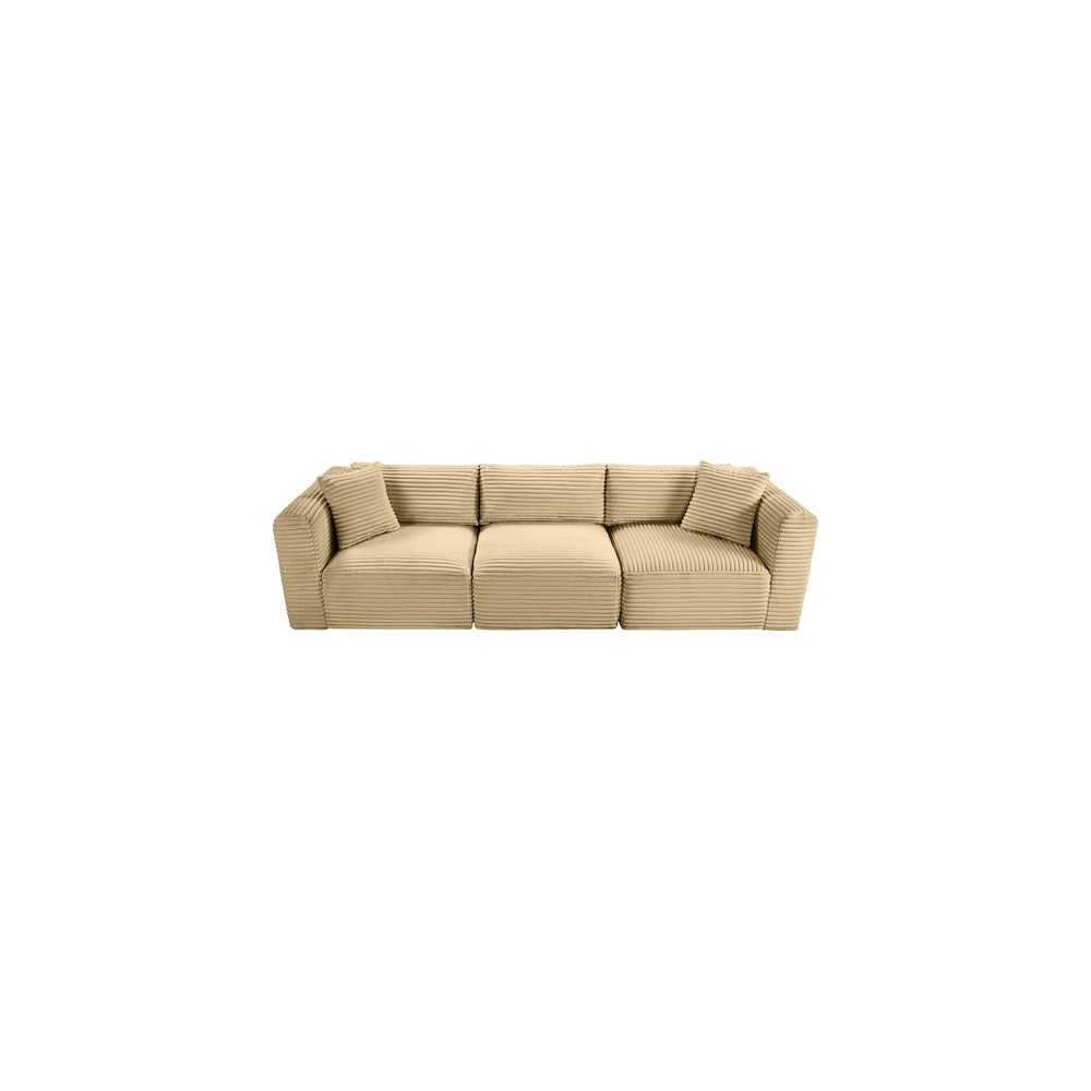 Shaggy Camel Corduroy Performance Fabric Modular Sofa. Picture 5