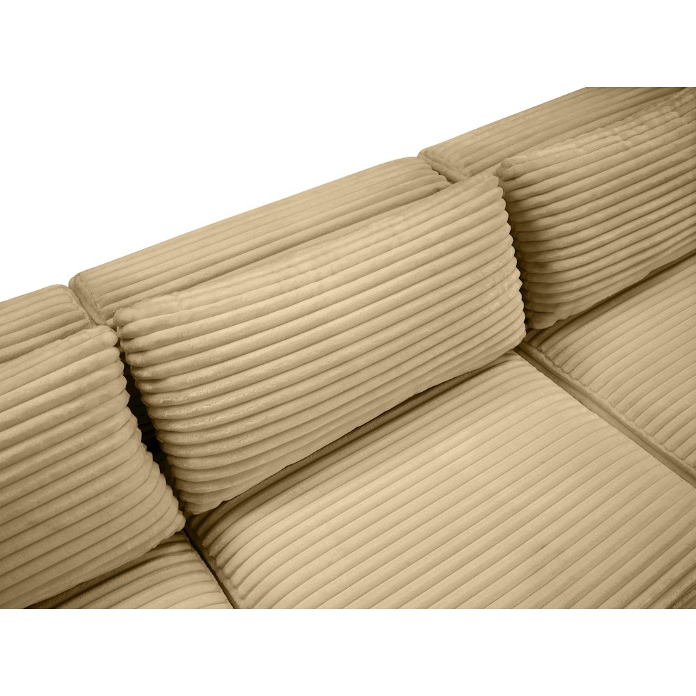 Shaggy Camel Corduroy Performance Fabric Modular Sofa. Picture 7