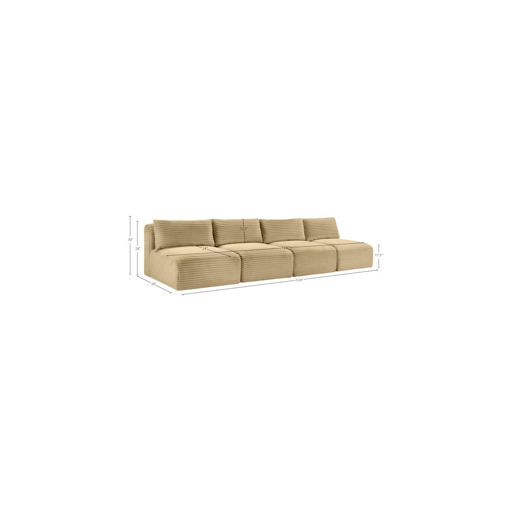 Shaggy Camel Corduroy Performance Fabric Modular Sofa. Picture 9