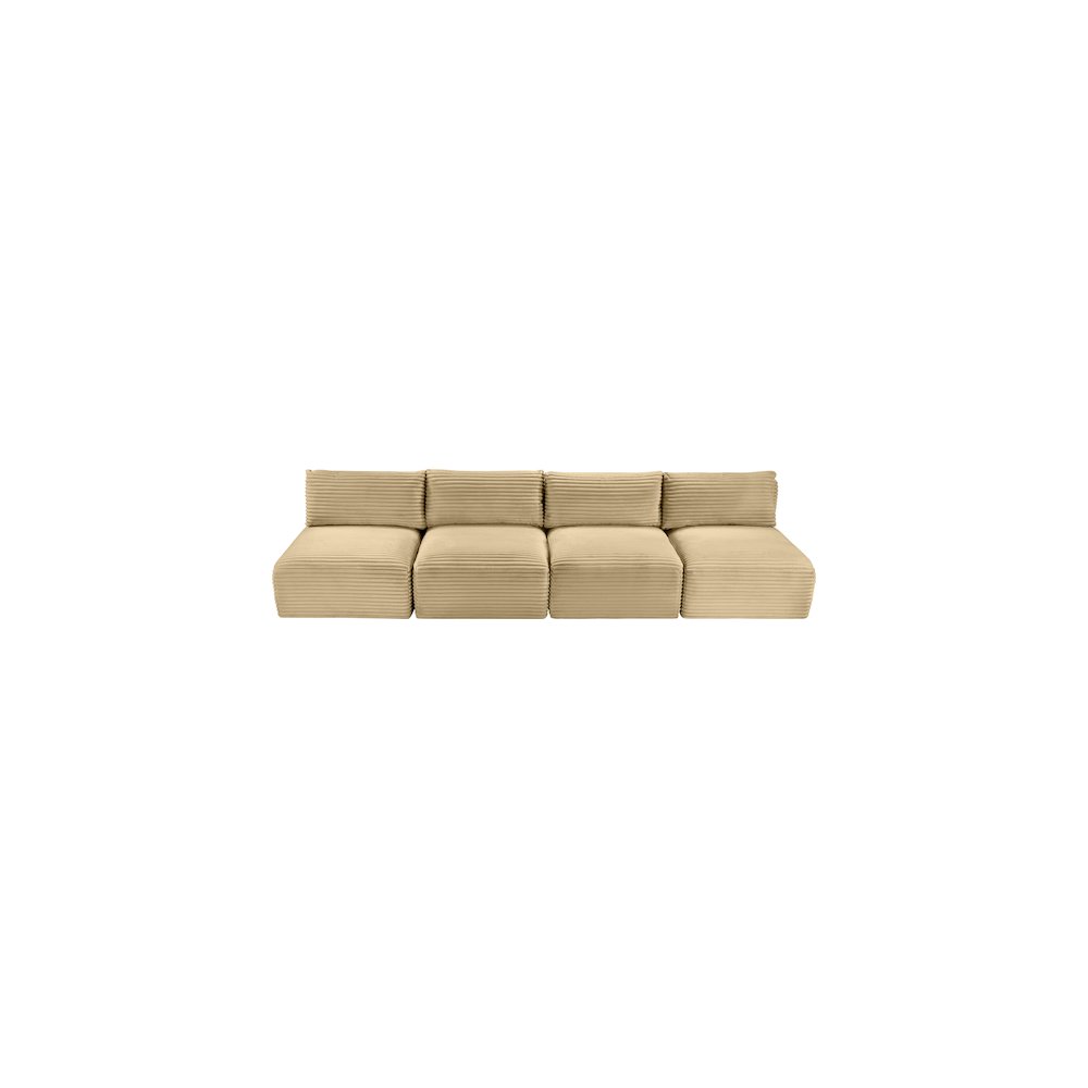 Shaggy Camel Corduroy Performance Fabric Modular Sofa. Picture 5