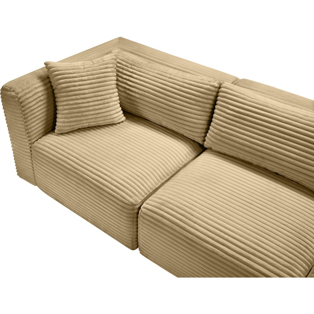 Shaggy Camel Corduroy Performance Fabric Modular Sofa. Picture 8