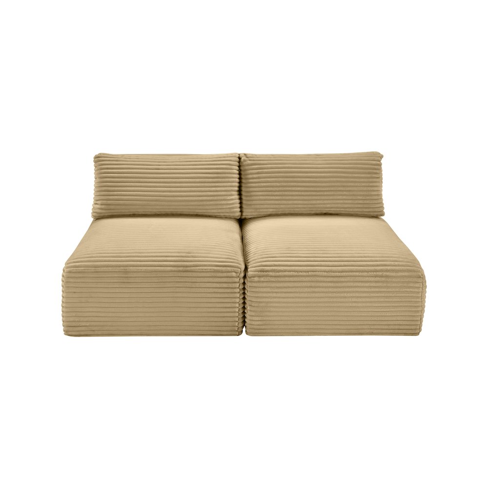 Shaggy Camel Corduroy Performance Fabric Modular Sofa. Picture 5