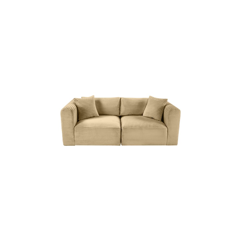 Shaggy Camel Corduroy Performance Fabric Modular Sofa. Picture 5