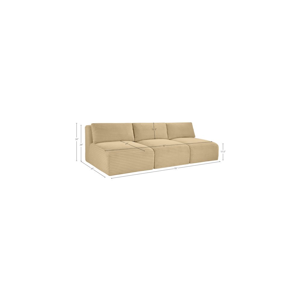 Shaggy Camel Corduroy Performance Fabric Modular Sofa. Picture 9