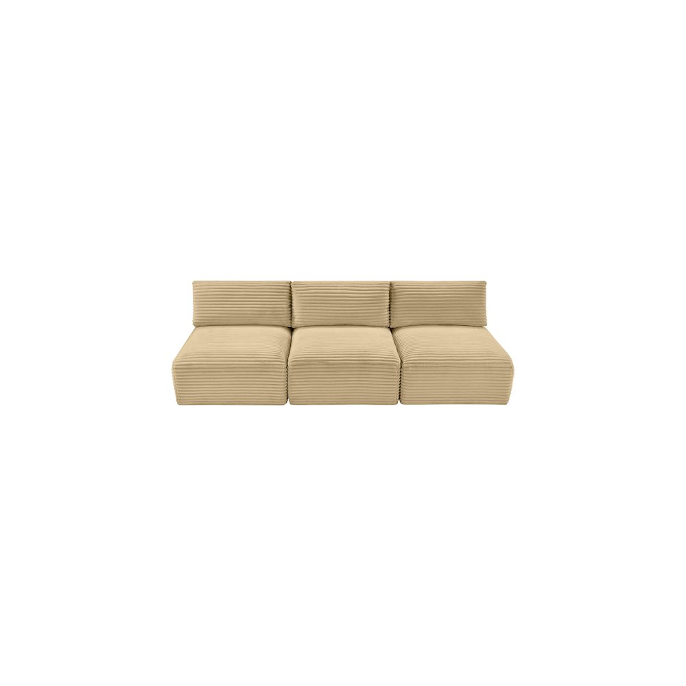 Shaggy Camel Corduroy Performance Fabric Modular Sofa. Picture 5