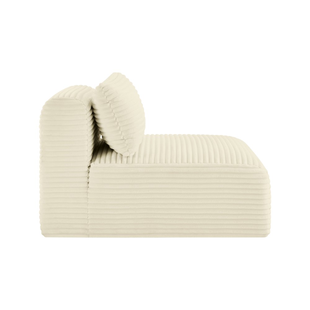 Shaggy Cream Corduroy Performance Fabric Armless Chair. Picture 3