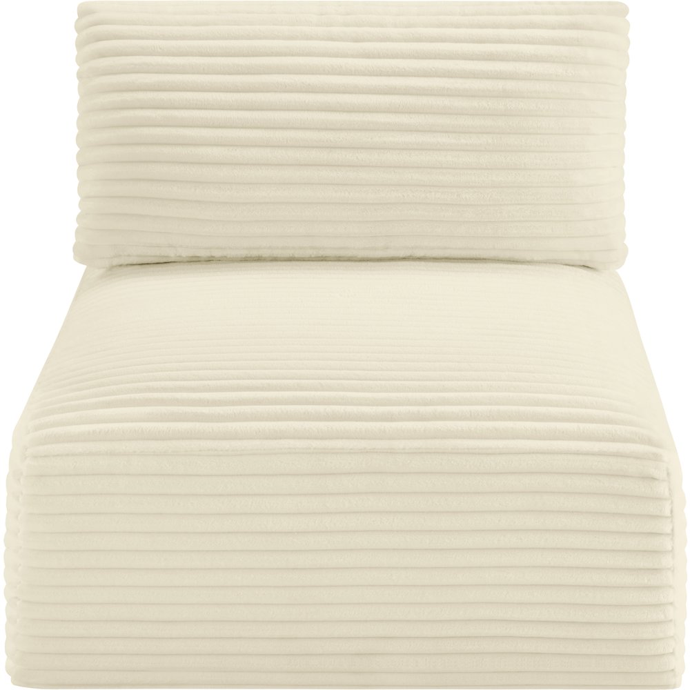 Shaggy Cream Corduroy Performance Fabric Armless Chair. Picture 5