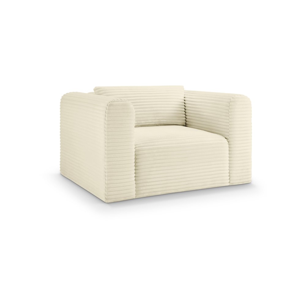 Shaggy Cream Corduroy Performance Fabric Arm Chair. Picture 1